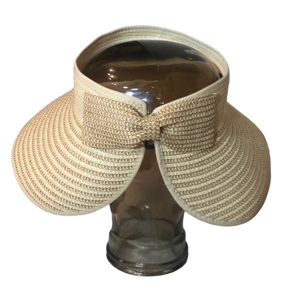 Magid Hats Straw Sun Visor Hat Roll Up Bow Closure - Picture 5 of 8